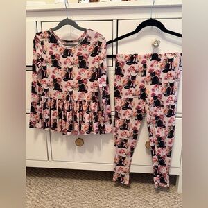 Posh Peanut Purrsephone Black Cat Top and Pants Size 7-8